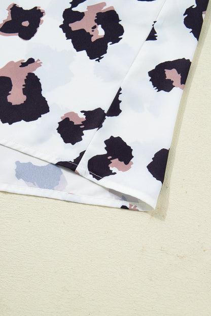 Plus Size Leopard Contrast V-Neck Mini Dress