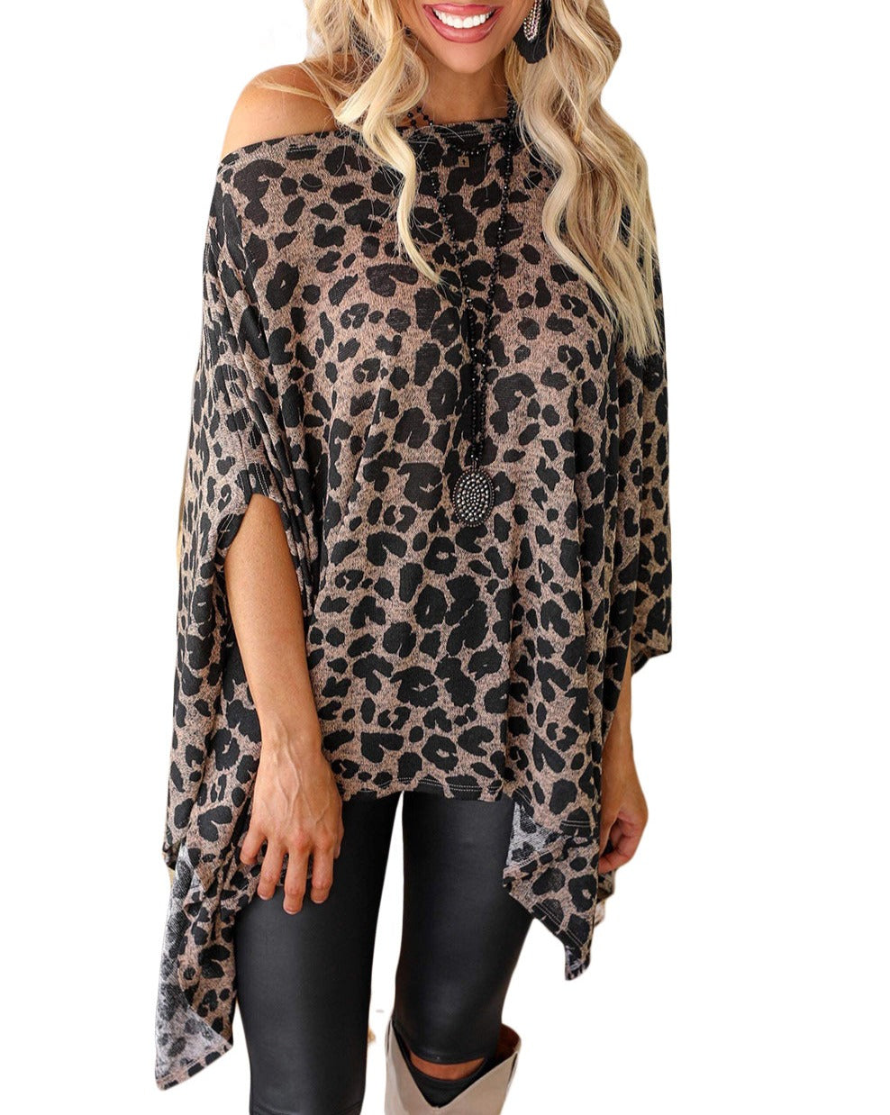 Leopard Poncho Tunic Top