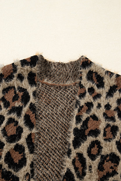 Leopard Open-Front Cardigan