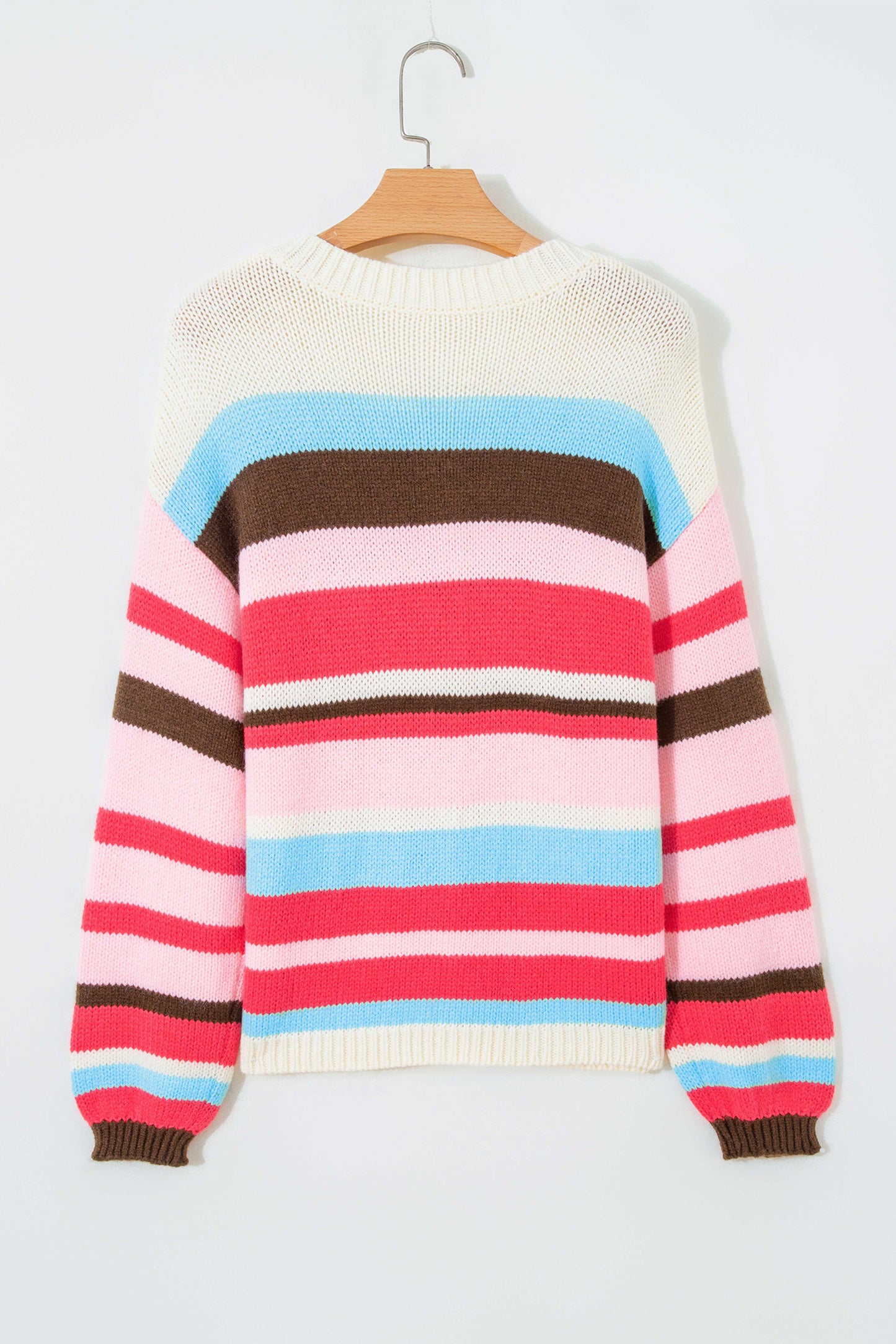 Stripe Colorblock Long Sleeve Drop Shoulder Cardigan
