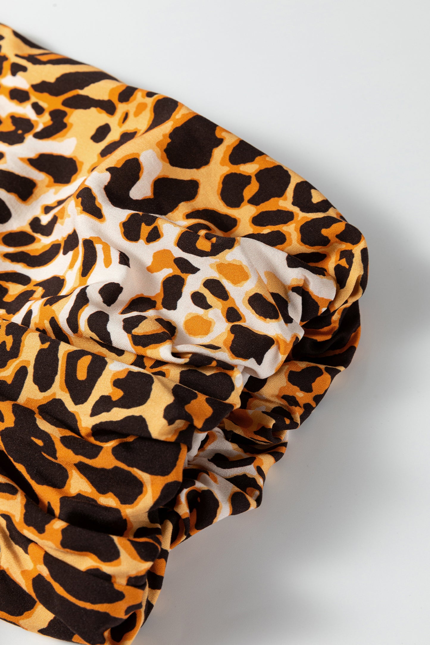 Leopard Short Puff Sleeve Babydoll Top