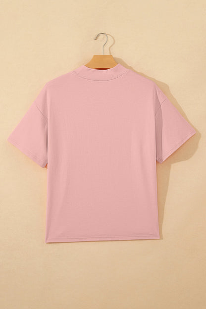 Solid High Neck Oversize Tee