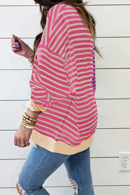 Stripe Colorblock Oversized Sweatshirt