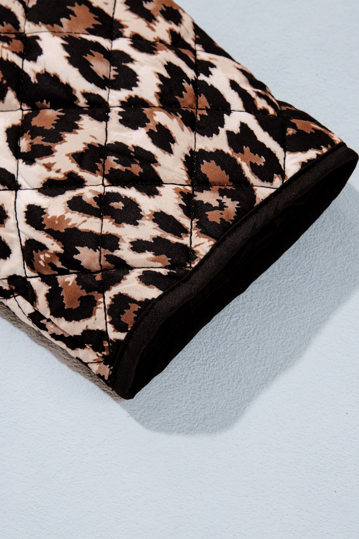 Leopard Quilted Button Front Patch Pocket Jacket
