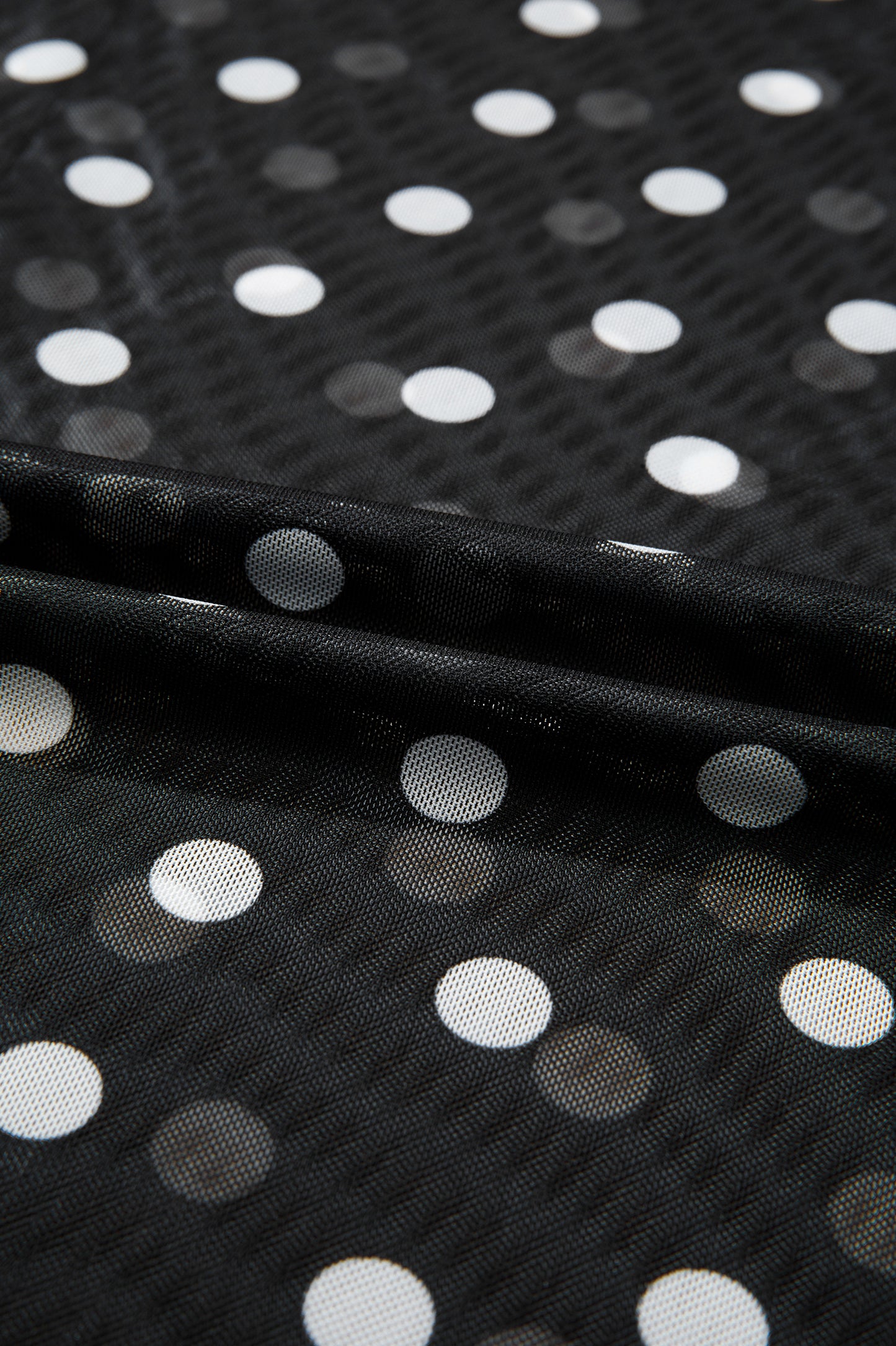 Polka Dot Sheer Mesh High Neck Tee