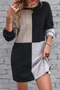 Colorblock Ribbed Long Sleeve Dress