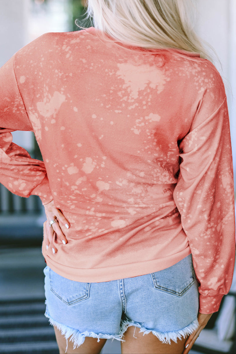 Bleached Round Neck Pullover Sweatshirt