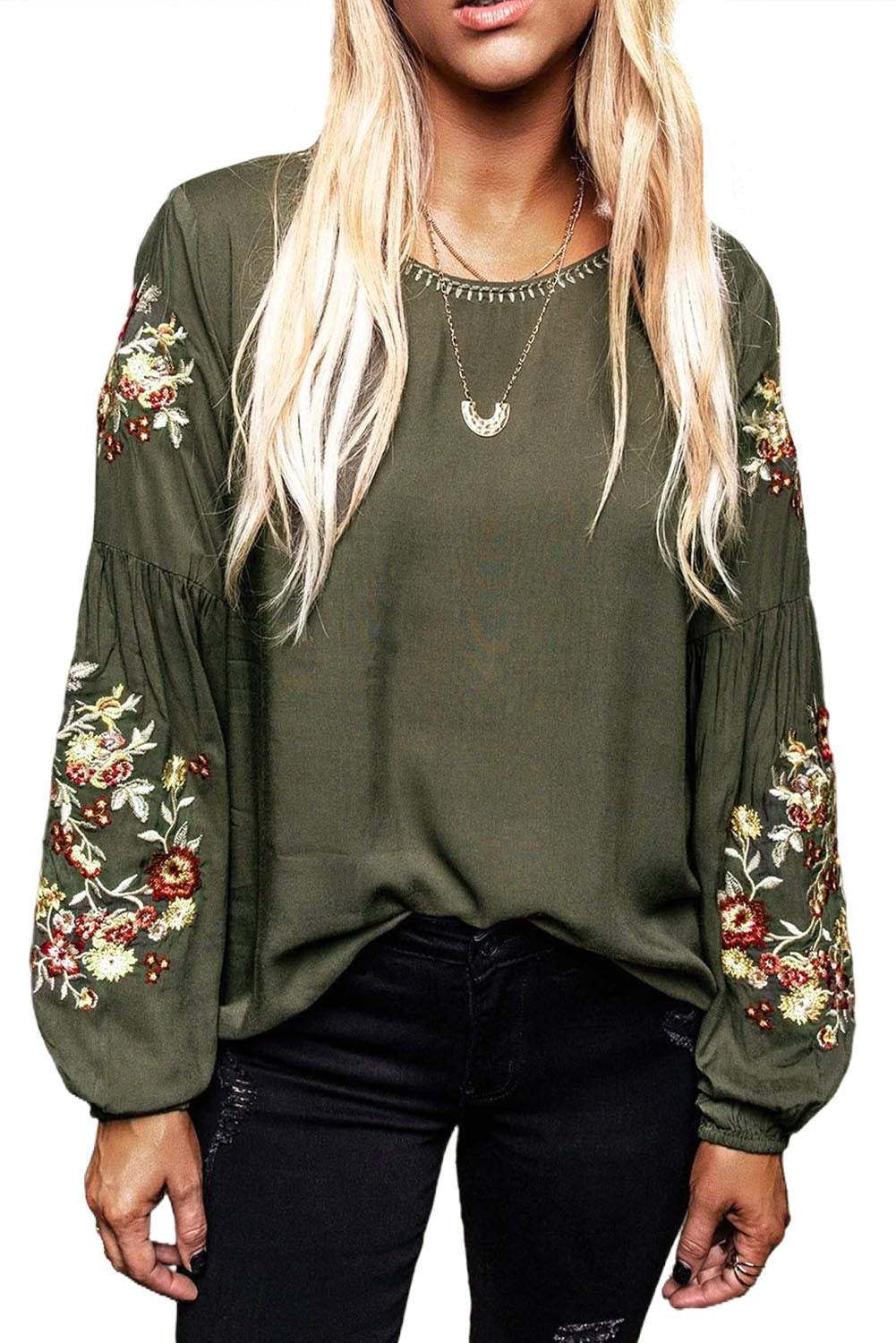 Floral Embroidered Long Sleeve Top