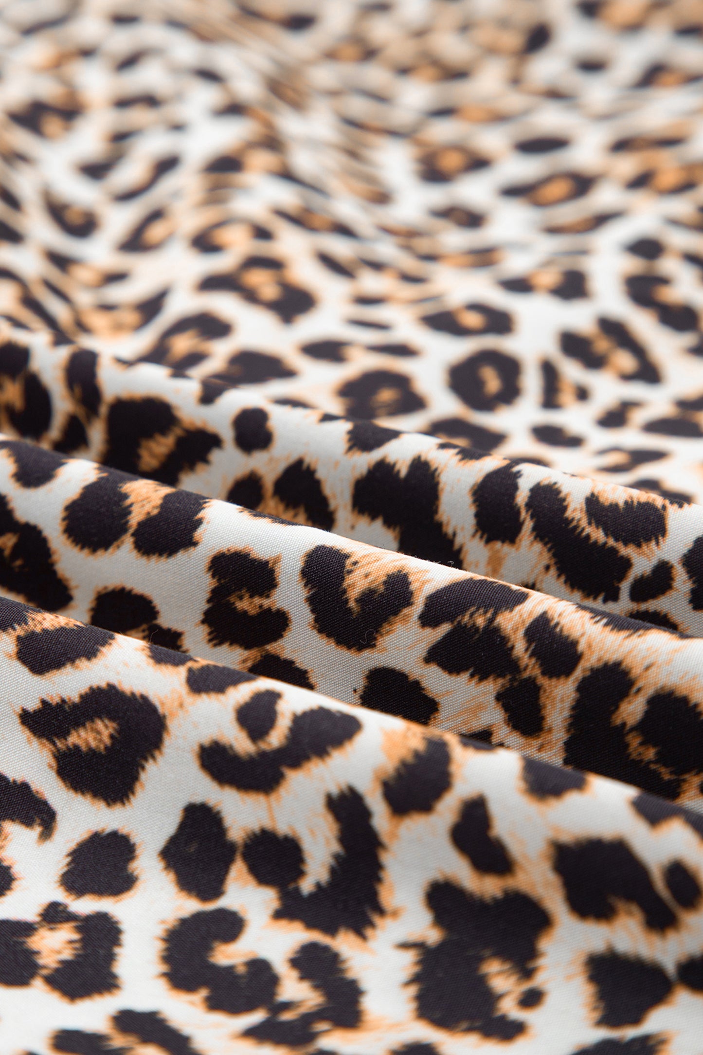 Leopard Stripe Collar Half Buttoned Flared Dress