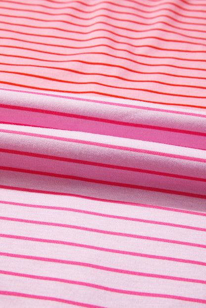 Stripe Colorblock Reverse Seam Long Sleeve Top