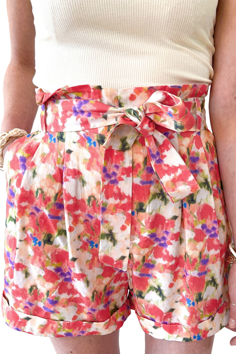 Abstract Floral High Waist Shorts