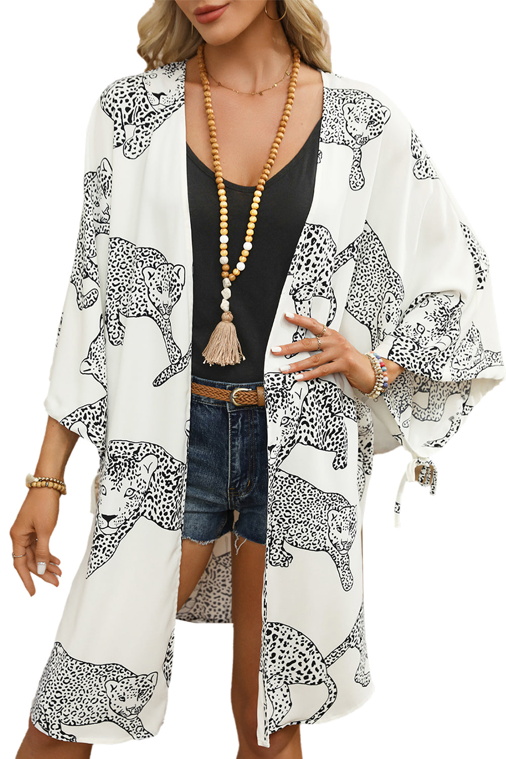 Cheetah Split Hem Kimono