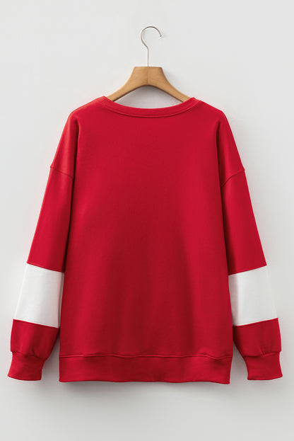 Colorblock Drop Shoulder Baggy Sweatshirt