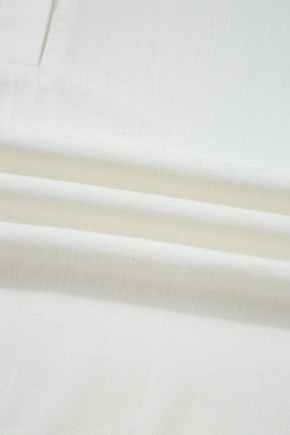 Solid Collared Drop Shoulder Puff Long Sleeve Shirt