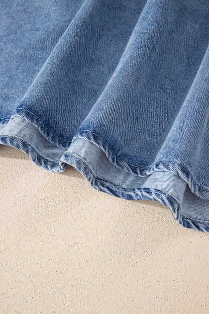 Denim Pleated Patchwork Sleeveless Top