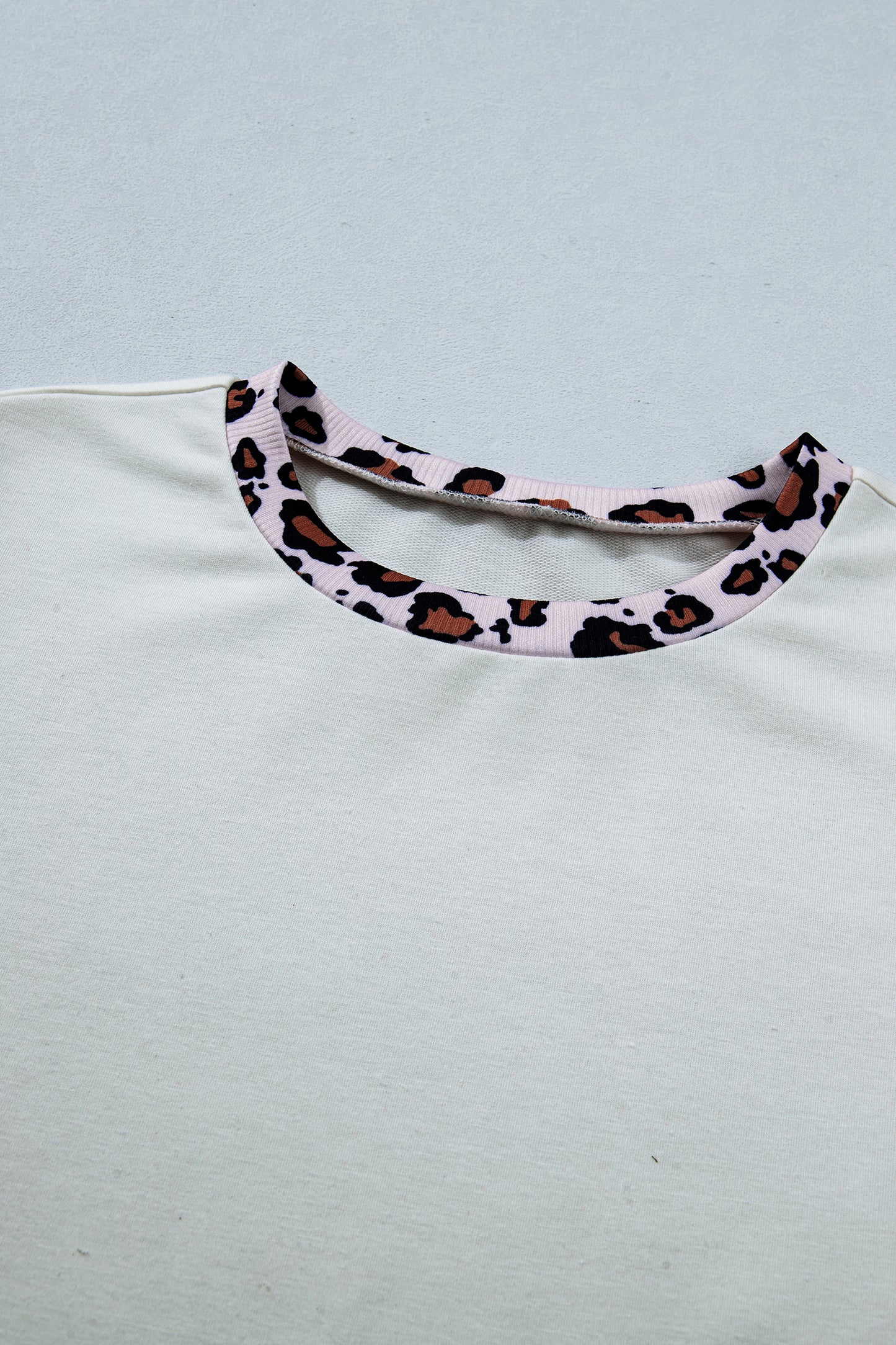 Leopard Ribbed Patchwork Uneven Hem T-Shirt
