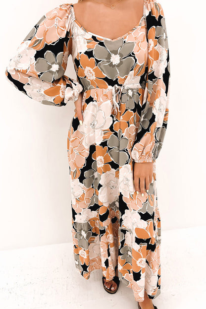 Floral Puff Sleeve Maxi Dress