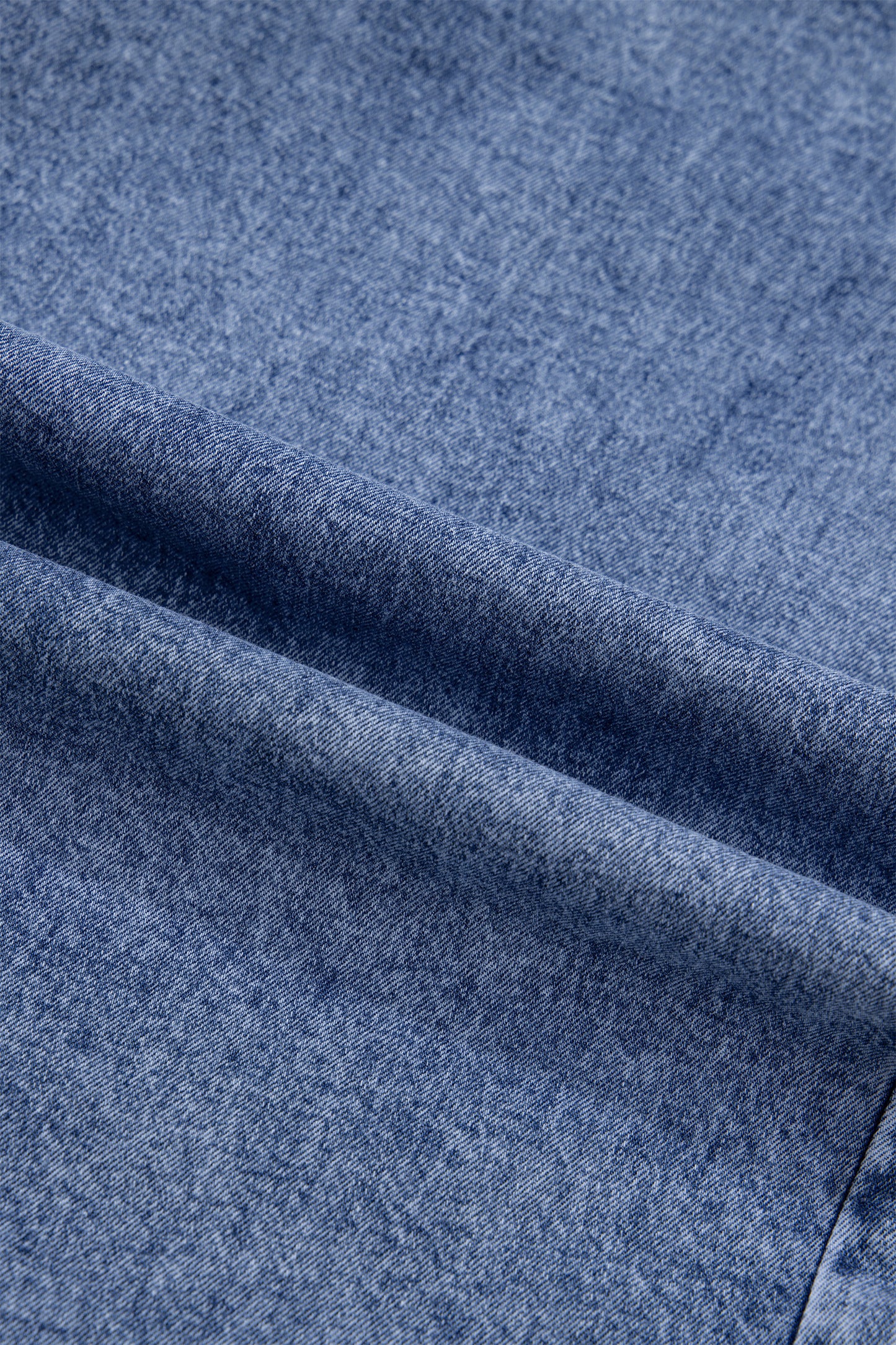 Denim Vintage Wash Ruffle Button-Down Shirt