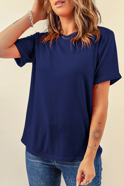 Solid Short Sleeve Crew Neck Tee