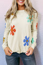 Floral Long Sleeve Pullover Sweater