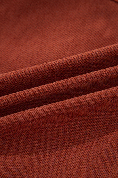 Velvet Button-Up Flap Pocket Drop Shoulder Shacket