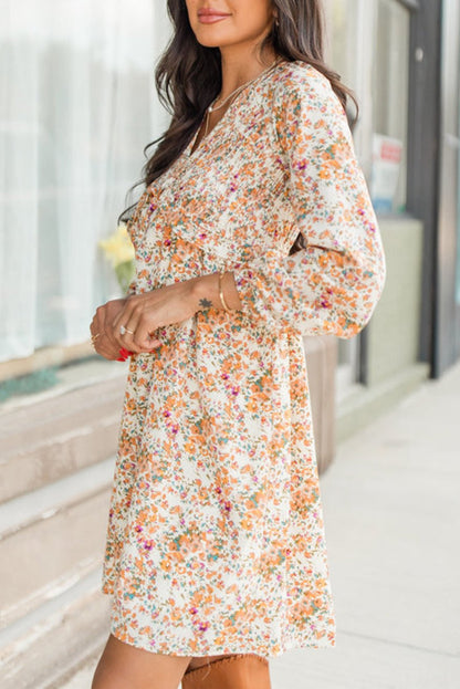 Boho Floral Empire Waist Mini Dress