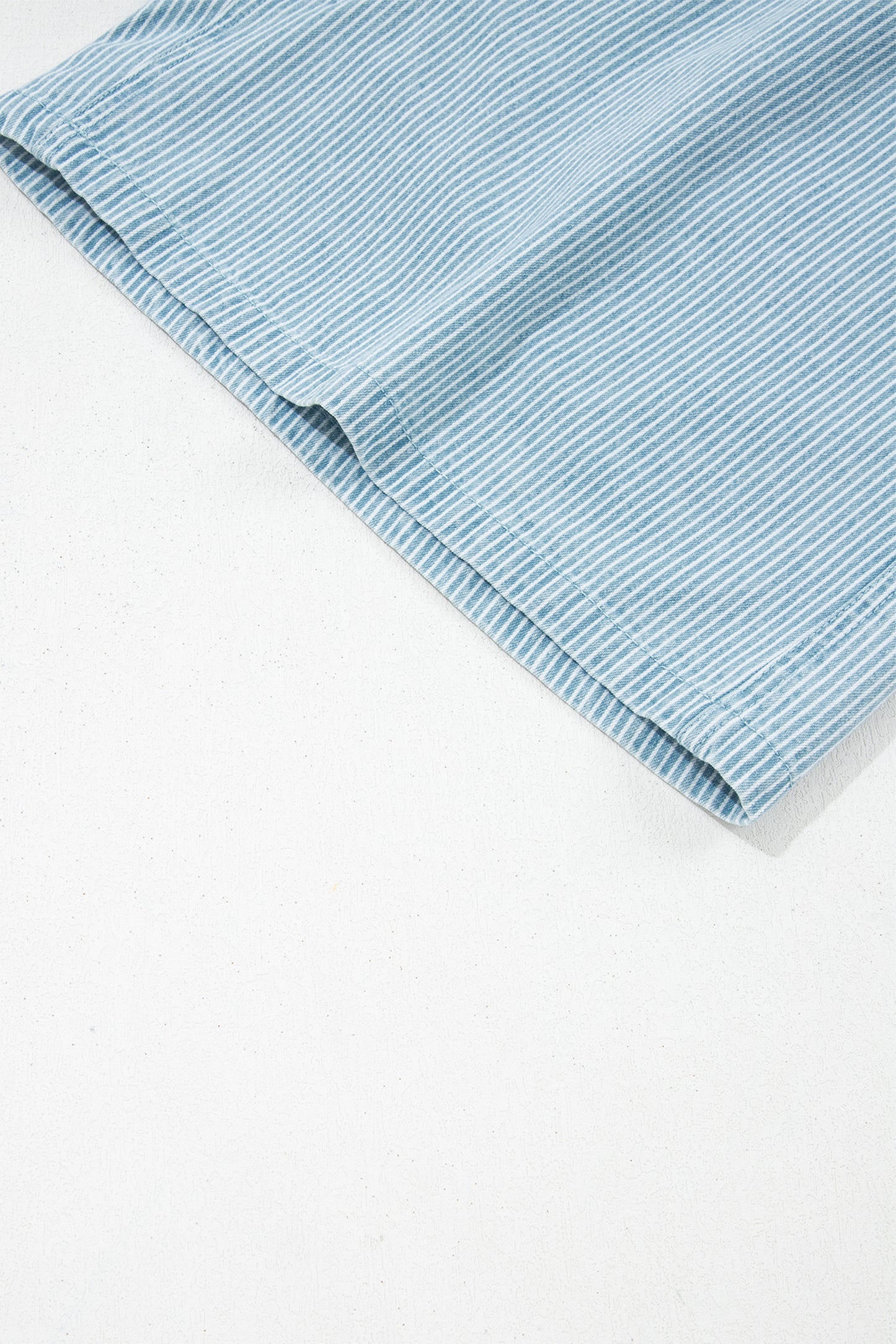 Plus Size Stripe Denim Contrast Drawstring Shorts