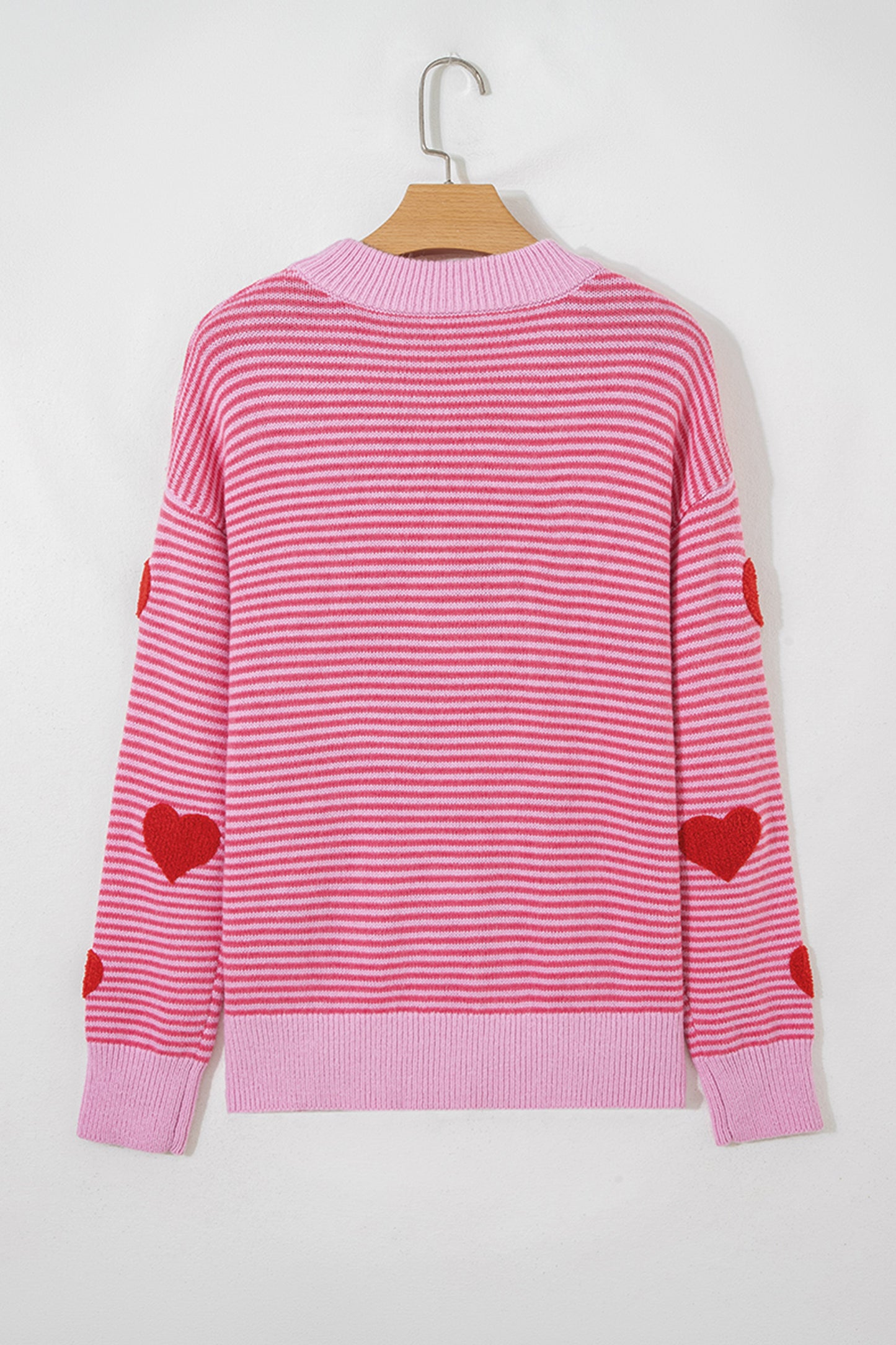 Valentine Heart Stripe Drop Shoulder Sweater