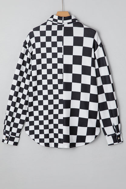 Checker Flap Pocket Button Front Shacket