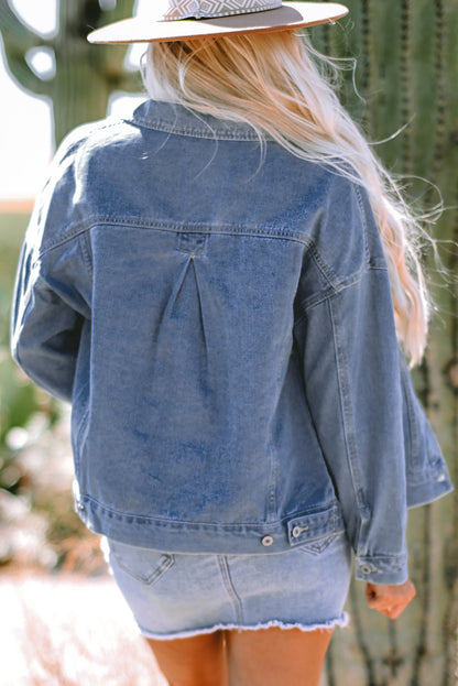 Stripe Denim Chest Pocket Oversize Jacket