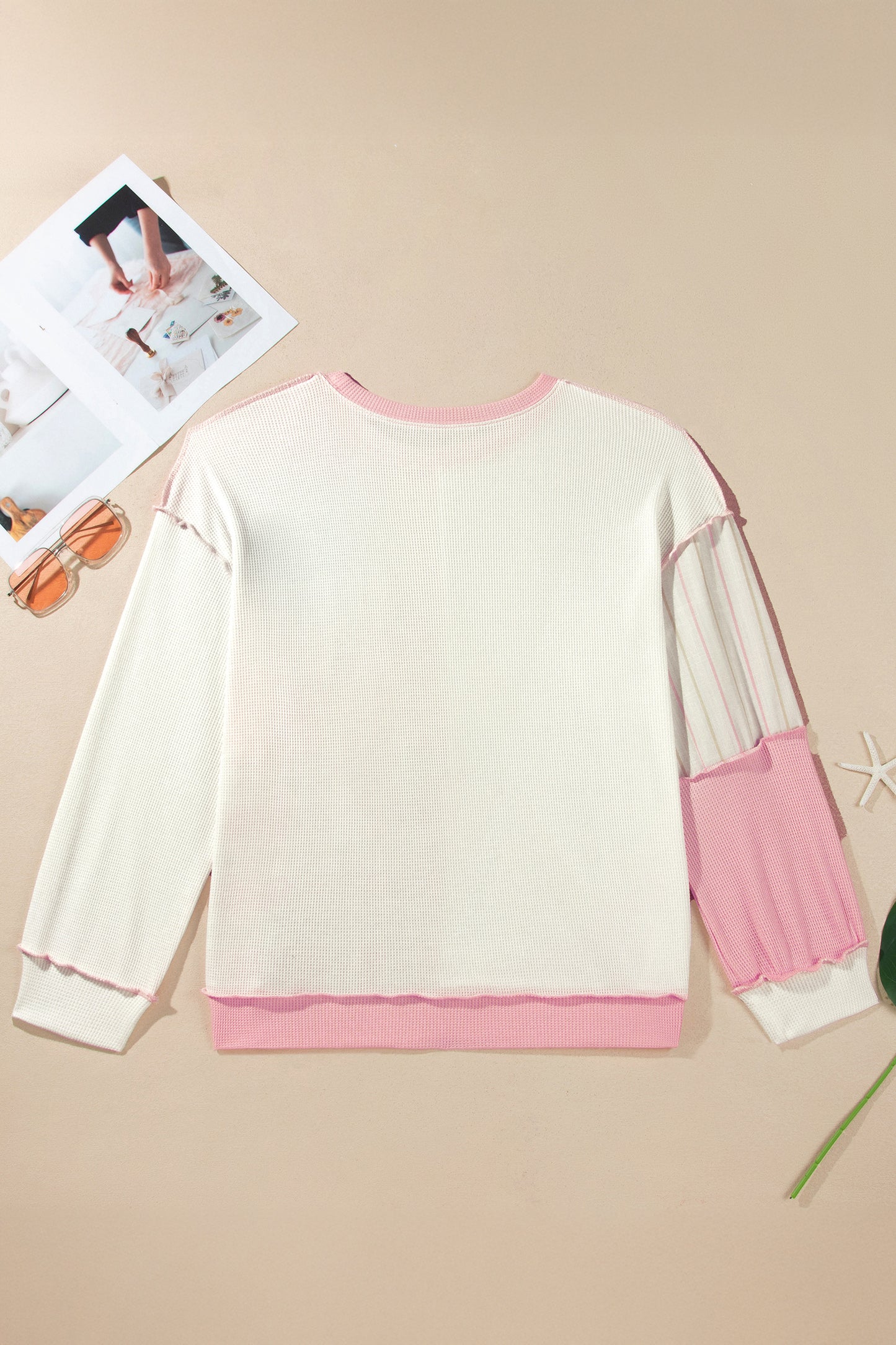 Plus Size Plaid Stripe Patchwork Long Sleeve Blouse