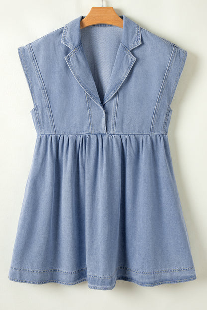 Denim Collared Short Sleeve Dress