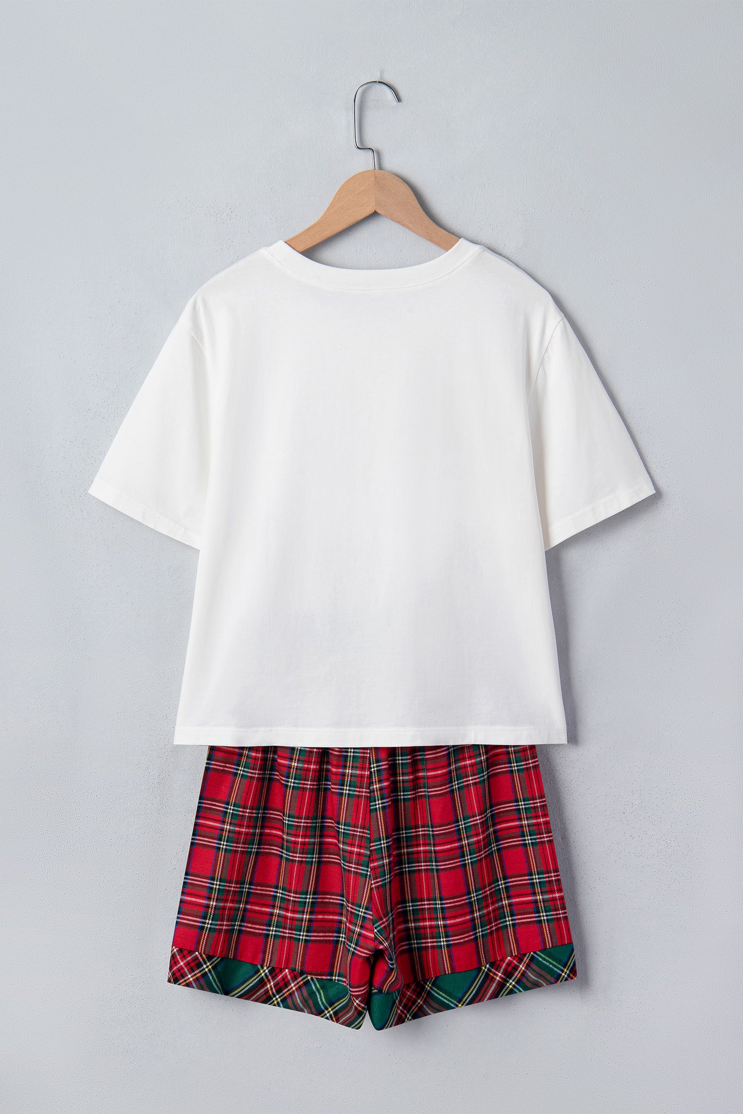 Christmas Plaid MERRY Graphic Top & Shorts Set