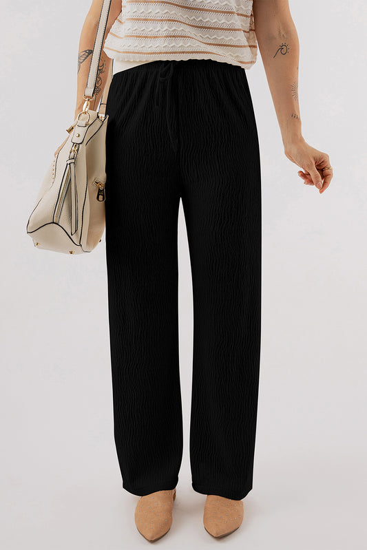 Crinkle Texture Drawstring Pants