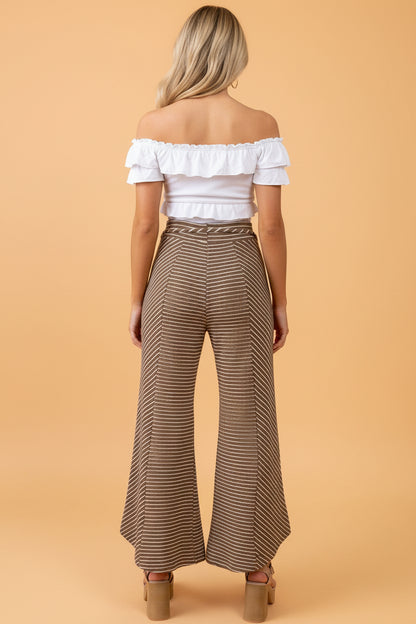 Stripe Patchwork High Waist Wide Leg Pants