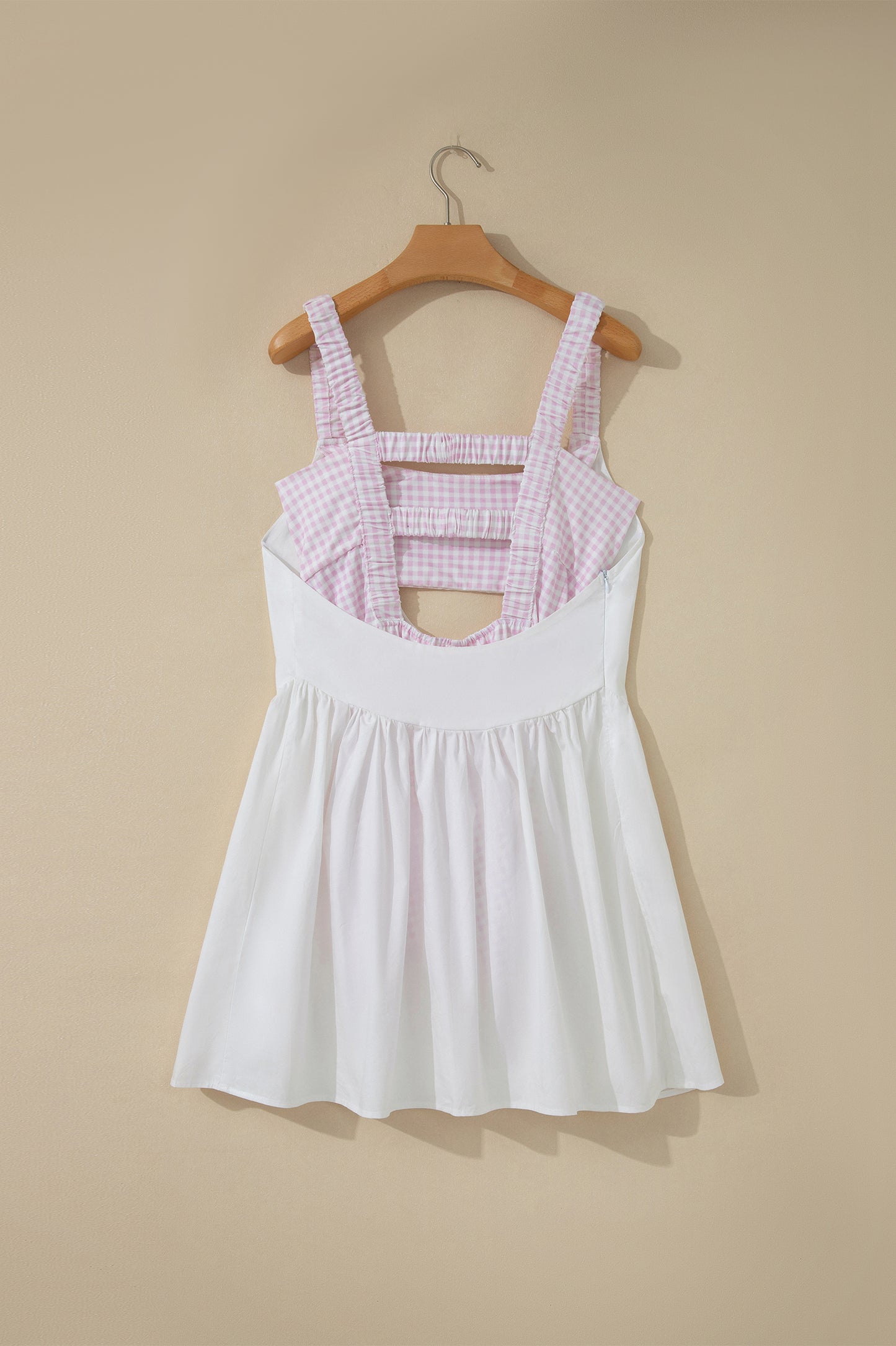 Gingham Patchwork Faux Two Piece Mini Dress