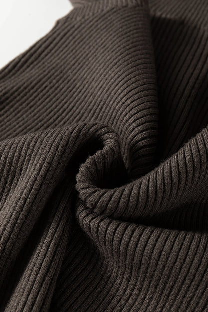 Solid Ribbed Knit Turtleneck Sleeveless Top
