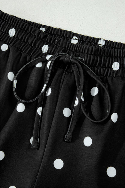 Polka Dot Loose Tee & Drawstring Shorts Set