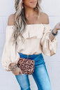 Ruffle Overlay Puff Sleeve Blouse