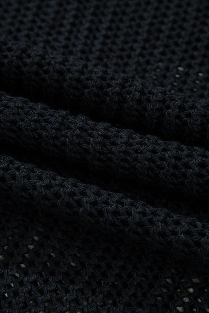 Solid Crochet Hollow-Out Sweater