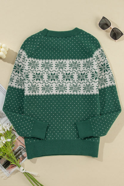 Christmas Snowflake Round Neck Sweater