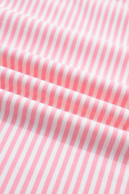 Stripe Contrast Mock Neck Tee & Shorts Set