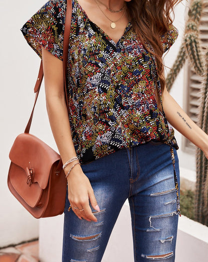 Floral Short Sleeve Blouse