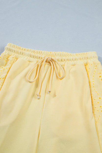Plus Size Eyelet Embroidered Patchwork Top & Pants Set