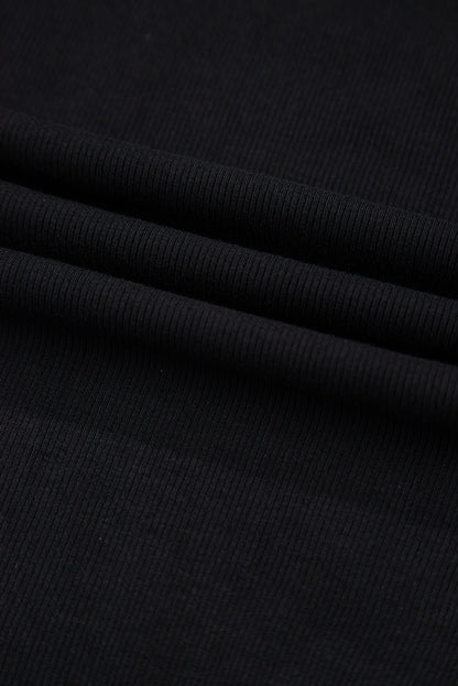 Solid Ribbed Leatherette Ruffle Sleeve Bodysuit