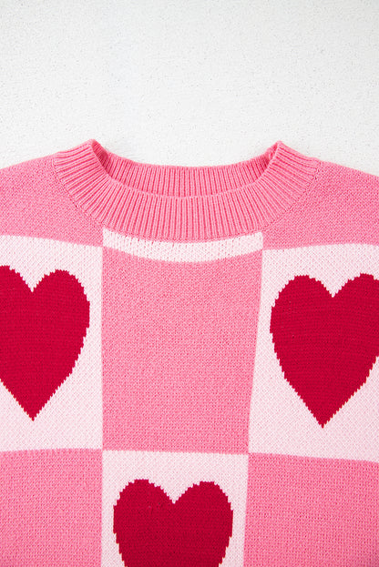 Valentine Heart Checker Crewneck Sweater