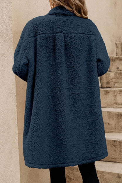 Fleece Teddy Buttoned Long Coat