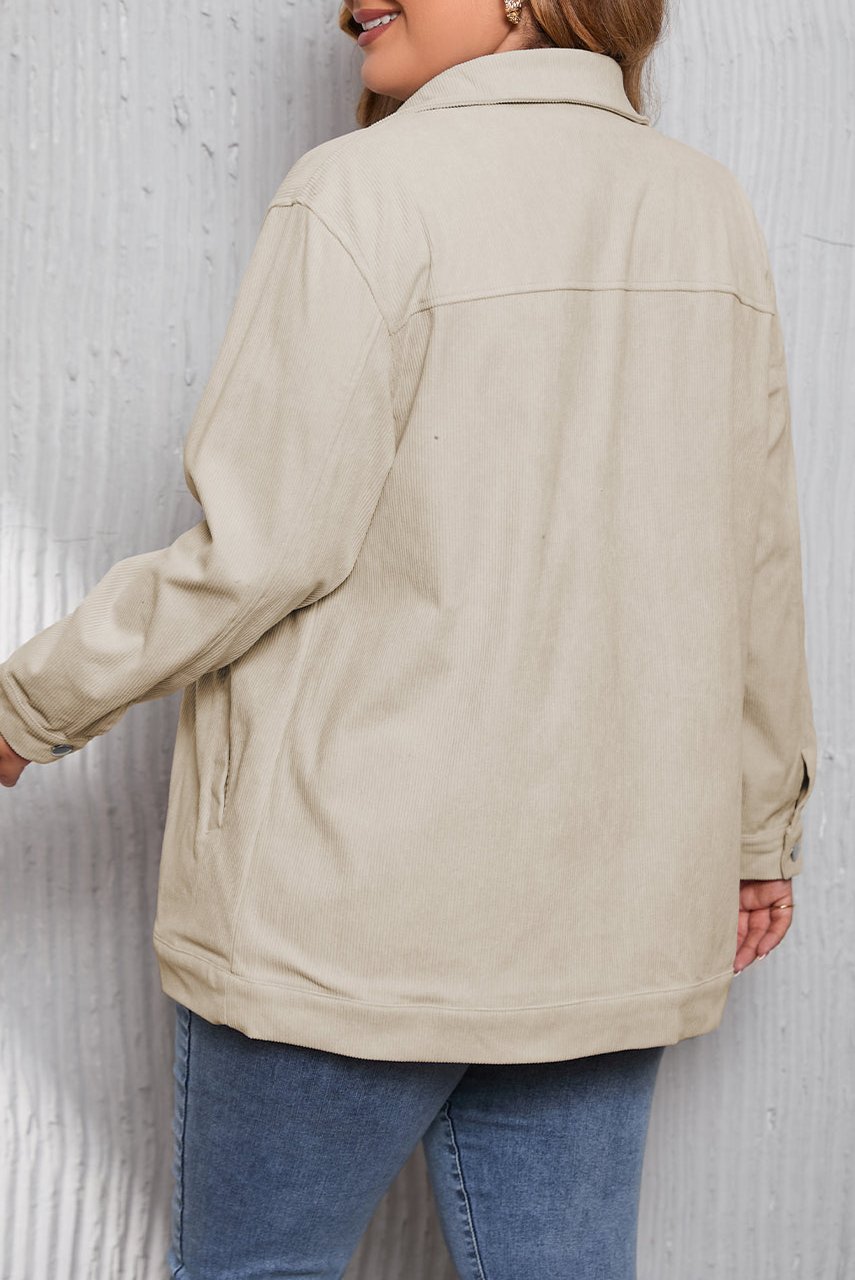 Plus Size Corduroy Buttoned Jacket