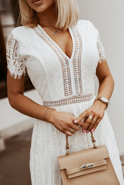 Lace Short Sleeve Maxi Dress