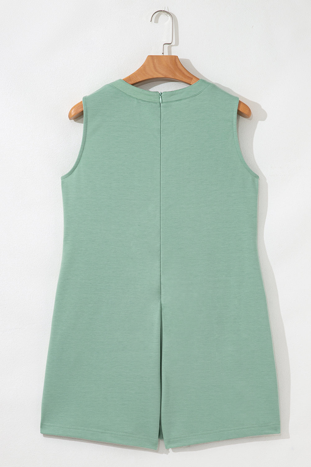 Solid Tie V-Neck Pintuck Sleeveless Romper